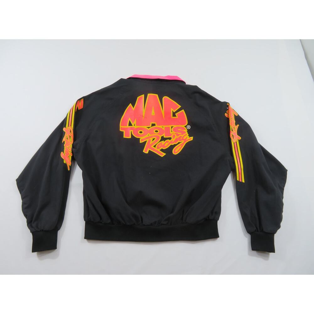 Mac Tools Racing Windbreaker Bomber Black Jacket Sz XL 1990s